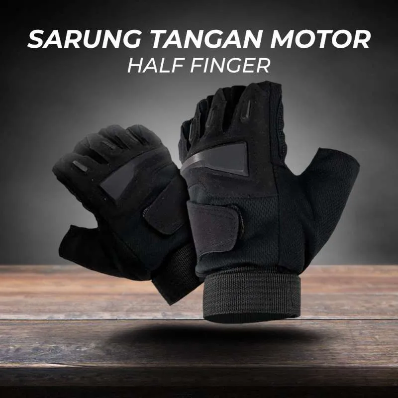 Sarung Tangan Motor Military Tactical Half Glove Black Eagle Army - Hitam - Gambar 2