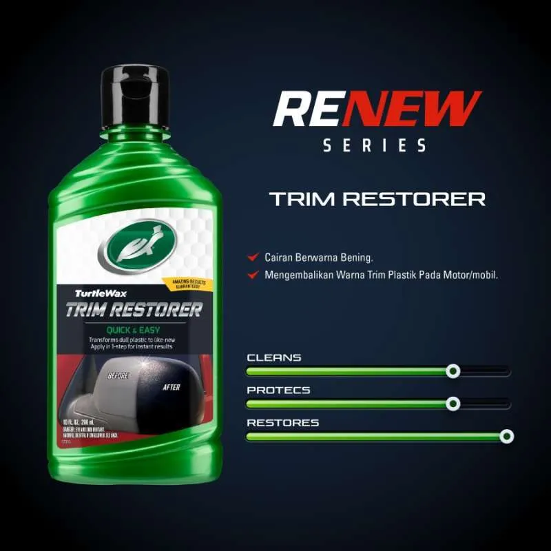 ORIGINAL Turtle Wax Trim Restorer Semir Penghitam Plastik Pudar 296 ml - Gambar 3